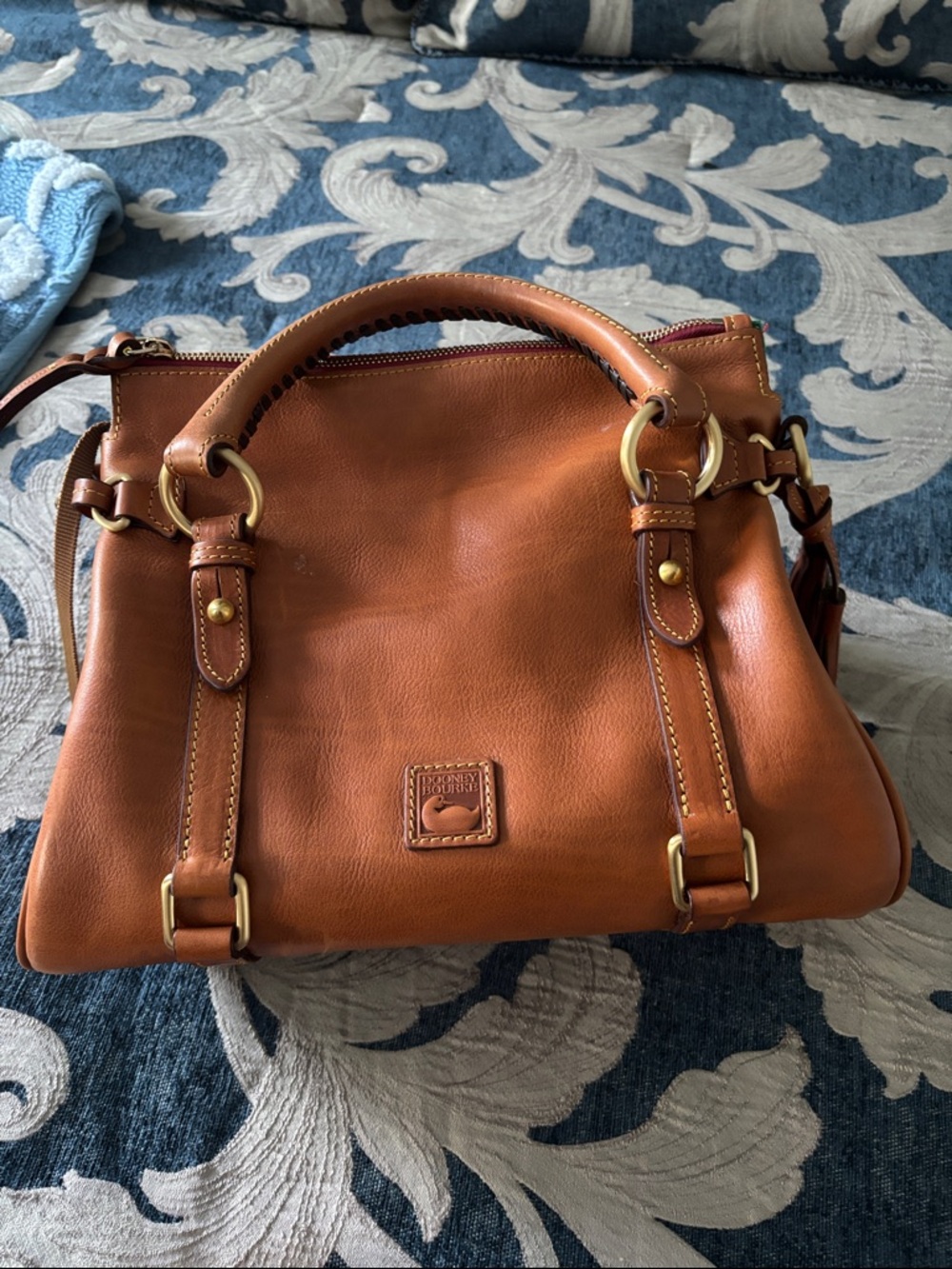 Dooney & Bourke Cognac Brown Leather Satchel